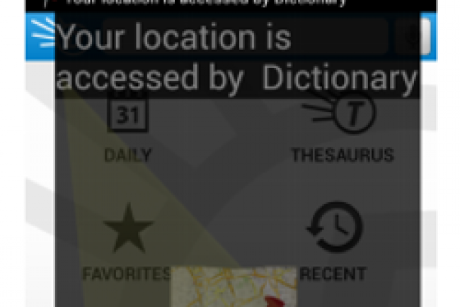 L'application avertit par un message clignotant qu'une application utilise la géolocalisation. Crédit Photo: D.R