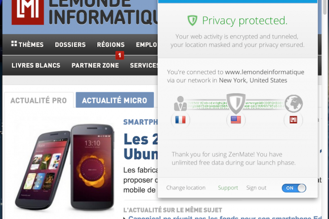 Lextension pour Google Chrome de ZenMate permet de crer trs simplement un tunnel microVPN pour chiffrer et scuriser les connexions sur Internet.