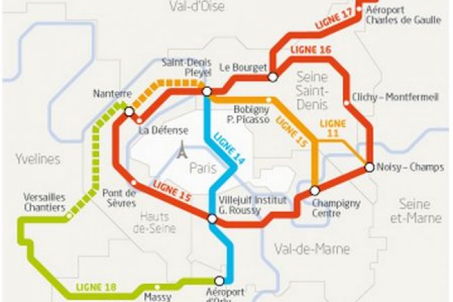 Un projet numrique s'adosse  celui du Grand Paris Express qui relie les territoires de l'Ile de France entre eux. (crdit : SGP)