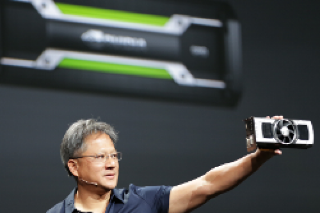 Jen-Hsun Huang, le CEO de Nvidia, a prsent la carte graphique Titan Z. Crdit Photo: IDG NS