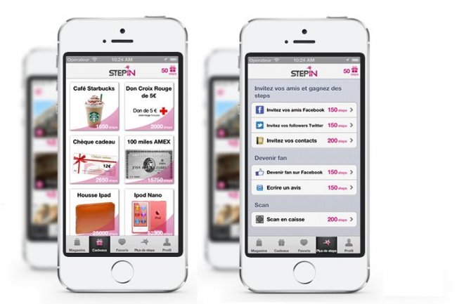 L'app de Step-In permettra de gagner des points de fidlit en entrant dans un magasin. (crdit : D.R.)