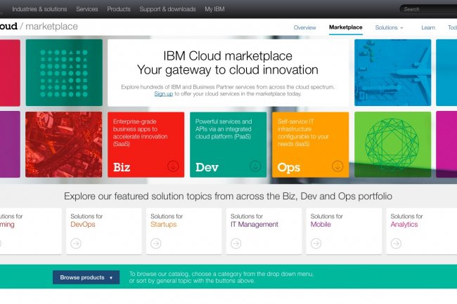Le Cloud MarketPlace est une porte d'entrée unique aux offres cloud d'IBM.