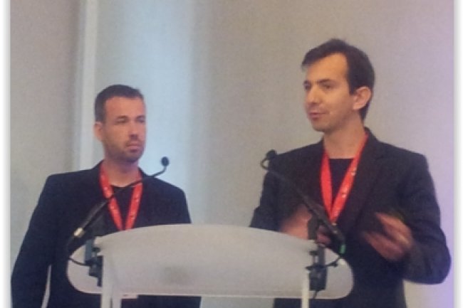 Olivier Pellegrino responsable technique Linky 2P2L ( gauche) et Richard Tagliazucchi ( droite) chef de projet SI Supervision Linky, tous deux au sein d'ERDF, ont prsent les briques Open Source utilises dans le cadre de Linky. (crdit : LMI) 