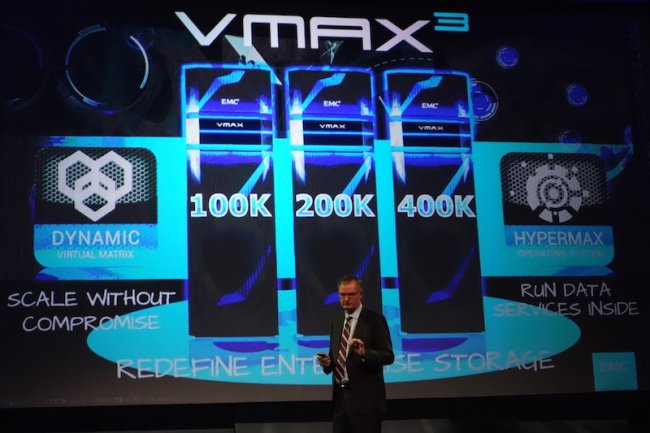 David Goulden, CEO d'EMC  Information Infrastructure lors du lancement des VMAX3  Londres.