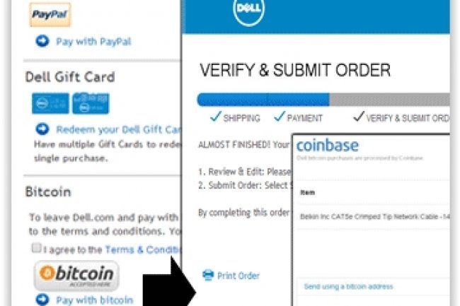 Pour l'instant, seuls les internautes américains peuvent utiliser les bitcoins pour régler leurs achats sur le site de Dell.com. (crédit : D.R.)