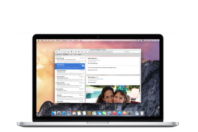 Le logiciel mail fait parti des applications repenses dans OS X Yosemite. (crdit : D.R.)