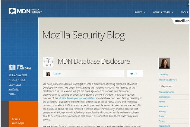 Mozilla vient de reconnatre que son site dveloppeurs expos pendant un mois des adresses e-mails et mots de passe d'utilisateurs. (crdit : D.R.)