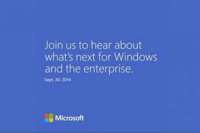 Microsoft a envoy cette invitation aux mdias pour une confrence le 30 septembre 2014. 