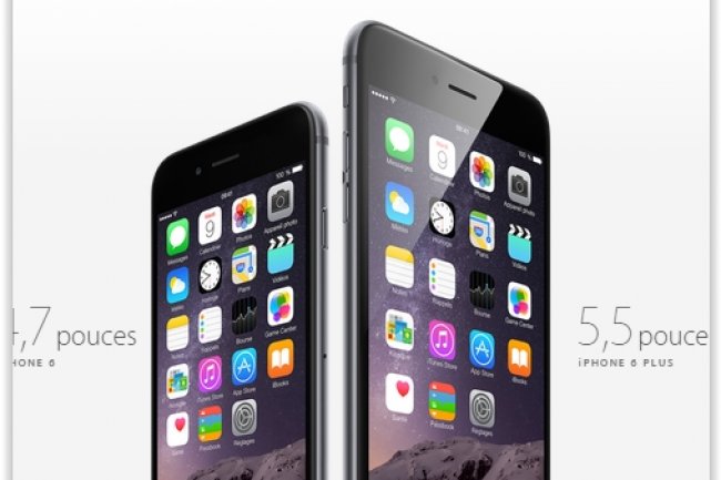 L'iPhone 6 dispose d'une taille d'cran de 4,7 pouces ( gauche) contre 5,5 pouces pour l'iPhone 6 Plus ( droite). Crdit : D.R.