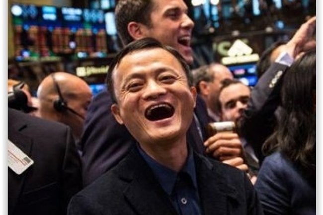 Le co-fondateur d’Alibaba, Jack Ma, était présent à l’occasion de l’entrée en bourse de son groupe à Wall Street. (crédit : D.R.)