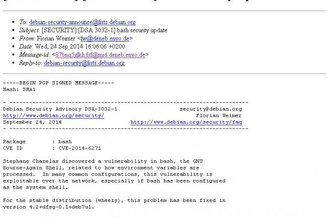 Comme Akamai et d'autres fournisseurs, l'équipe de sécurité de Debian avertit ses utilisateurs de la faille (ancienne) découverte dans le shell bash. (ci-dessus, crédit D.R.)