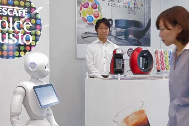 Les robots Pepper vendront les  produits et services de Nestlé au Japon à partir de décembre. Crédit: DR