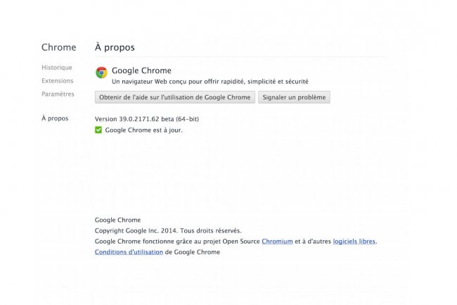 Chrome 39 est la premire version stable en 64 bits pour OS X. (crdit : LMI)