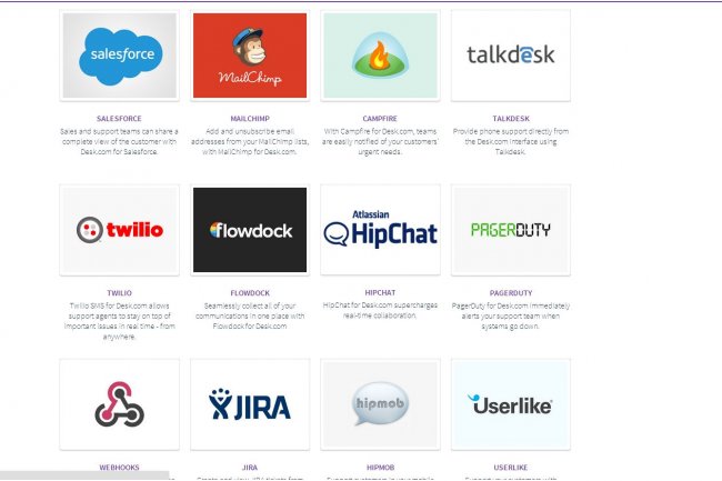 Dans App Hub, les PME exploitant Desk.com pour leur support aux clients trouveront des produits comme MailChimp (e-mailing), Shopify (e-commerce) ou Jira (gestion de projets)
