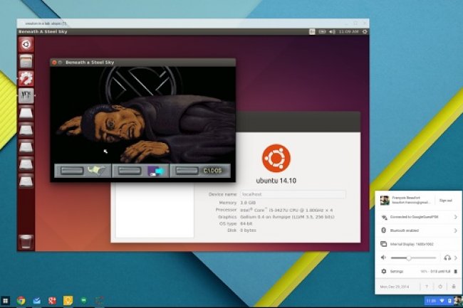 L'extension Crouton pour Chrome OS permet d'excuter Ubuntu dans un fentre de Chrome OS.