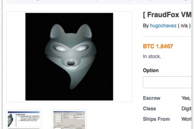 FraudFox est vendu sous le manteau 1,85 bitcoin, soit 390 dollars. (crédit : D.R.)
