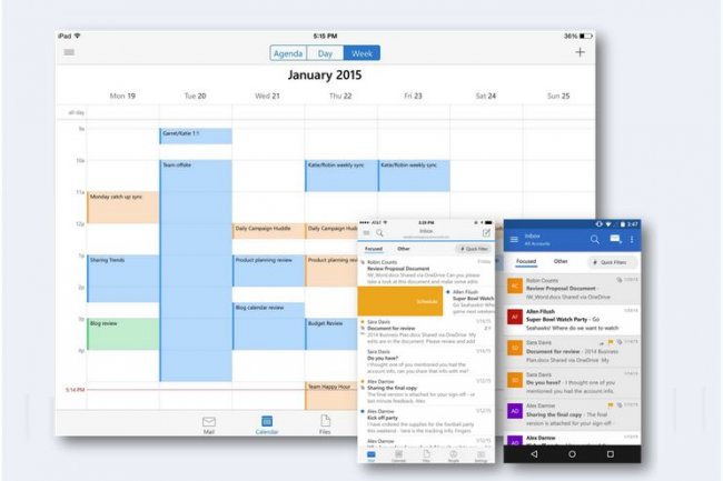 L'app Outlook pour iOS et Android intgre un calendrier.