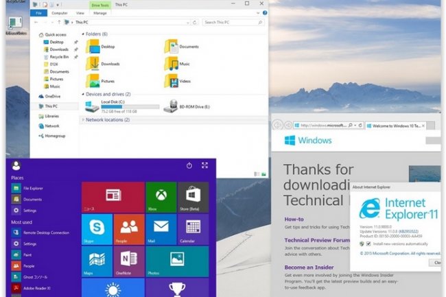 Windows 10 signe le retour officiel du menu démarrer, disparu avec Windows 8/8.1. (crédit : D.R.)