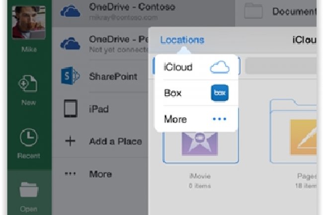 Les utilisateurs des apps iOS Office peuvent maintenant sauvegarder leurs documents sur iCloud. (crdit : D.R.)