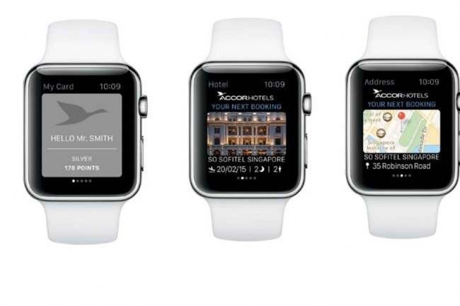 Dcline en 10 langues, l'app Accorhotels permattra aux possesseurs d'Apple Watch de grer leurs rservations. Crdit: D.R