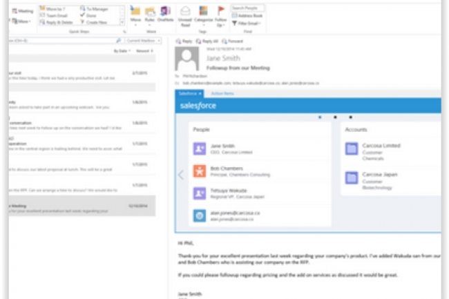 Salesforce a lanc App for Outlook, pour l'instant en version bta. (crdit : D.R.)