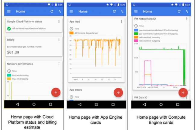 Cloud Console for Android propose des tableaux de bord adapts aux terminaux mobiles pour suivre l'activit de ressources Google Cloud.