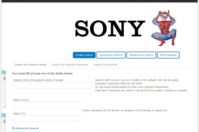 Wikileaks a mis en ligne une base de données contenant des milliers de mails et documents volés à Sony Pictures Entertainement. (crédit : D.R.) 
