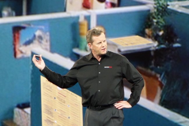 Frank Slootman, CEO de ServiceNow,  Las Vegas lors de la 1e keynote Knowledge 2015. (crdit : S.L.)
