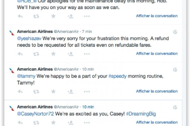 American Airlines a t assailli de tweets concernant les retards et annulations de vols en raison du bug iPad. (crdit : D.R.)