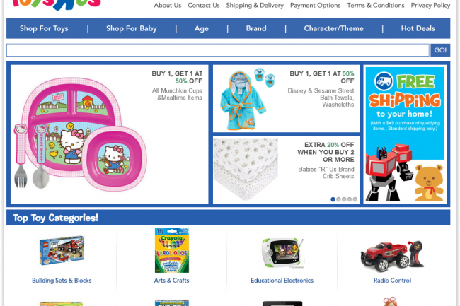 La réinternalisation de la boutique en ligne américaine de Toys R Us mi-2016 a pesé lourd dans la décision d'eBay de vendre son activité BtoB. (crédit : D.R.)