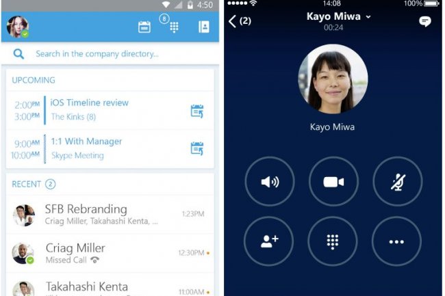 Microsoft a modifi le tableau de bord et l'interface des versions iOS et Android des apps de Skype for Business.