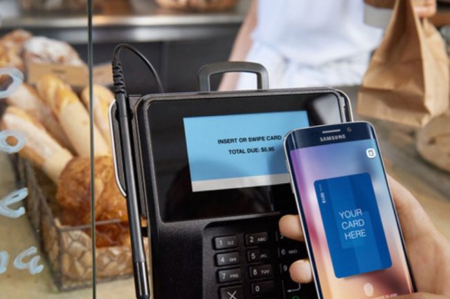 Pay, le service de paiement mobile prsent hier par Samsung, sera compatible avec les technologies NFC et la transmission magntique. Crdit: D.R