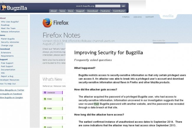Mozilla prend des mesures pour scuriser l'accs  Bugzilla aprs le vol d'informations de 53 failles de scurit. (crdit : D.R.)