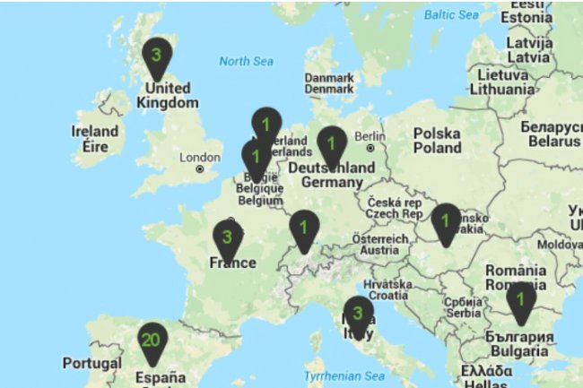 La rpartition des partenaires d'Openbravo en Europe.