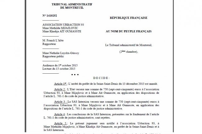 Une décision du Tribunal administratif de Montreuil a annulé l'arrêté d'autorisation d'exploitation du datacenter d'Interxion à La Courneuve. (en illustration, la lecture du jugement).