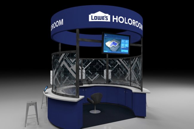 VisualCommerce pourrait devenir le CMS des applications de ralit virtuelle, ici un kiosque virtuel ralis pour Lowe's Holoroom.
