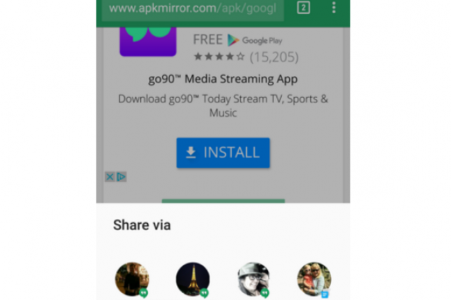Avec la dernire mise  jour Hangouts supporte la fonction direct share d'Android Marshmallow. (crdit : D.R.)