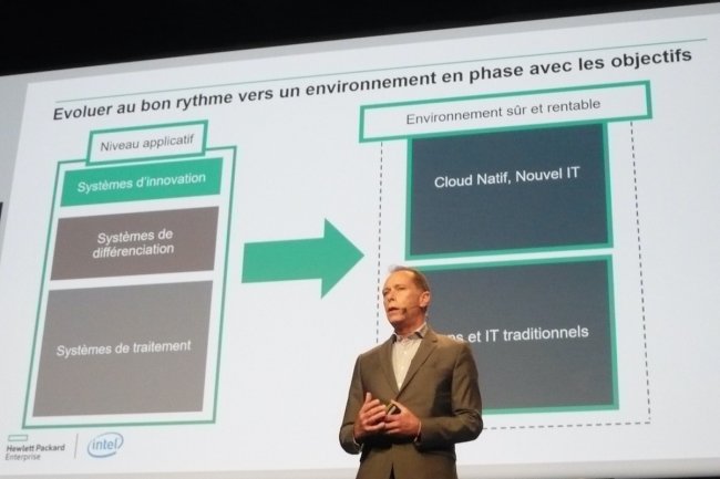 Xavier Poisson, vice président EMEA responsable de la division Hybrid IT de Hewlett-Packard Entreprise, le 31 mai à Paris. (crédit : LMI)
