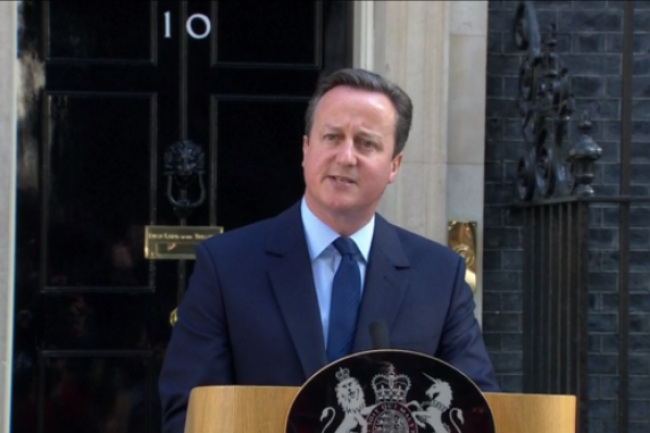 Le 24 juin 2016, le premier ministre britannique David Cameron, a annoncé son intention de démissionner suite au résultat du référendum contre le maintien de la Grande-Bretagne dans l'Union européenne. (crédit : D.R.)
