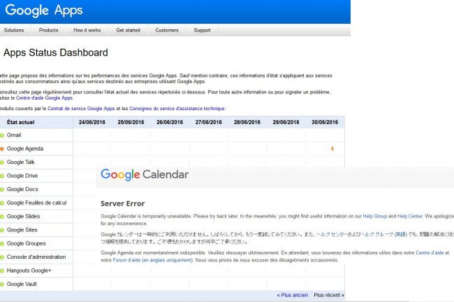 Les utilisateurs d'Agenda, le calendrier en ligne de Google, devront patienter un peu pour consigner un nouveau rendez-vous. Le serveur est en panne.