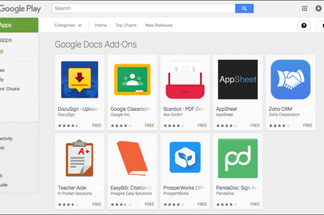 Les apps tierces vont permettre de muscler les fonctions de Google Docs et Sheets sur Android. (crdit : D.R.)