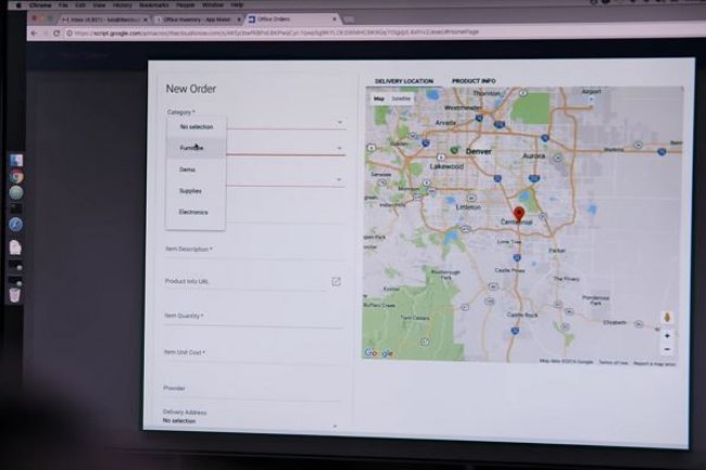 Avec App Maker, Google fournit des outils pour aider les mtiers  btir des applications simplement en association avec Maps (ci-dessus) ou avec les logiciels de sa G Suite.