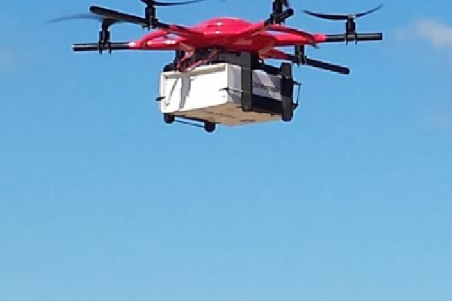 La première de livraison par drone a ouvert dans le sud  de le France avec La Poste.