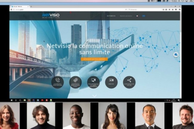 Capable de supporter jusqu' 100 participants simultans, la solution de vidoconfrence web de Netvisio est aussi disponible en plusieurs langues. (crdit : D.R.)