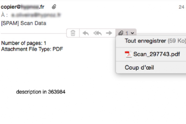 Vade Secure a lanc une alerte suite  une campagne de spams visant particulirement les entreprises franaises. (crdit : Vade Secure)
