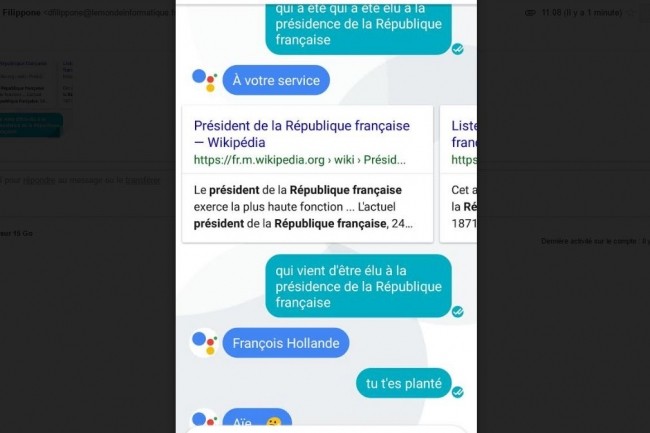 Google Assistant a encore un peu de mal avec la dernire lection prsidentielle franaise... (crdit : D.F.)