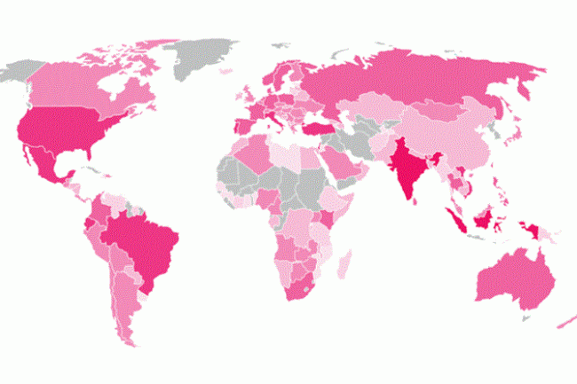 La carte des pays les plus touchs par le malware chinois Fireball. (crdit : Check Point)