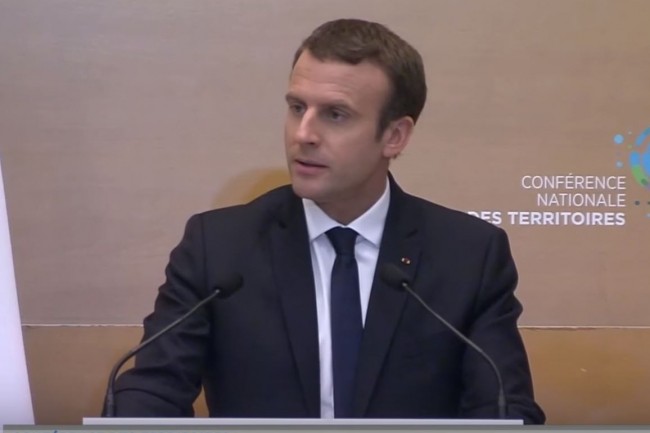 Emmanuel Macron s'est exprimé lundi 17 juillet à l'occasion de la conférence des territoires organisées au Sénat. (crédit : D.R.)