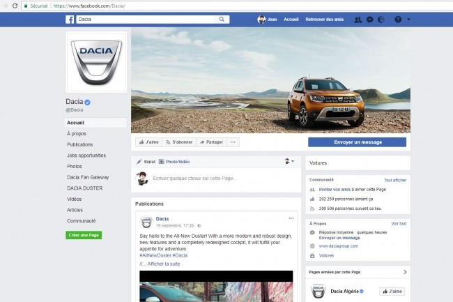 Les différentes communautés Dacia sur Facebook regroupent plus de 4,05 millions de personnes. (crédit : D.R.)