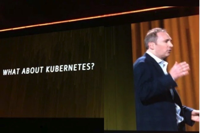 Andy Jassy, le CEO d'AWS, introduit le support de Kubernetes à Re:Invent 2017. (Crédit IDG)